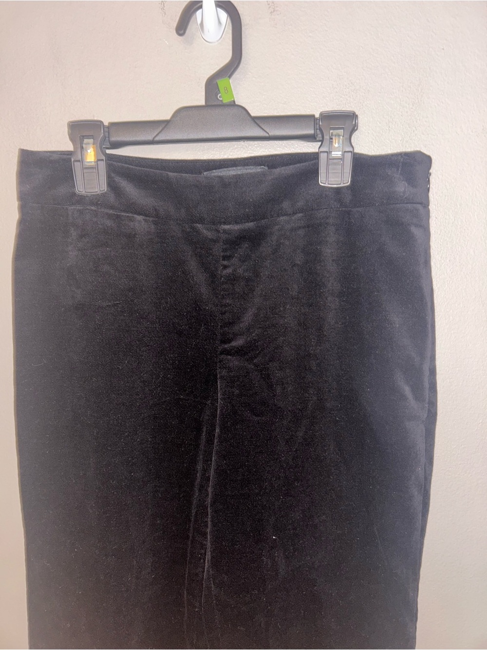 Talbots Pants - black velvet flat front skinny w/ankle slits - Picture 4 of 12